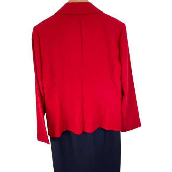 Studio I Women SIze 8 Red & Blue Sleeveless Dress Suit Jacket Set Nautical - Picture 9 of 15